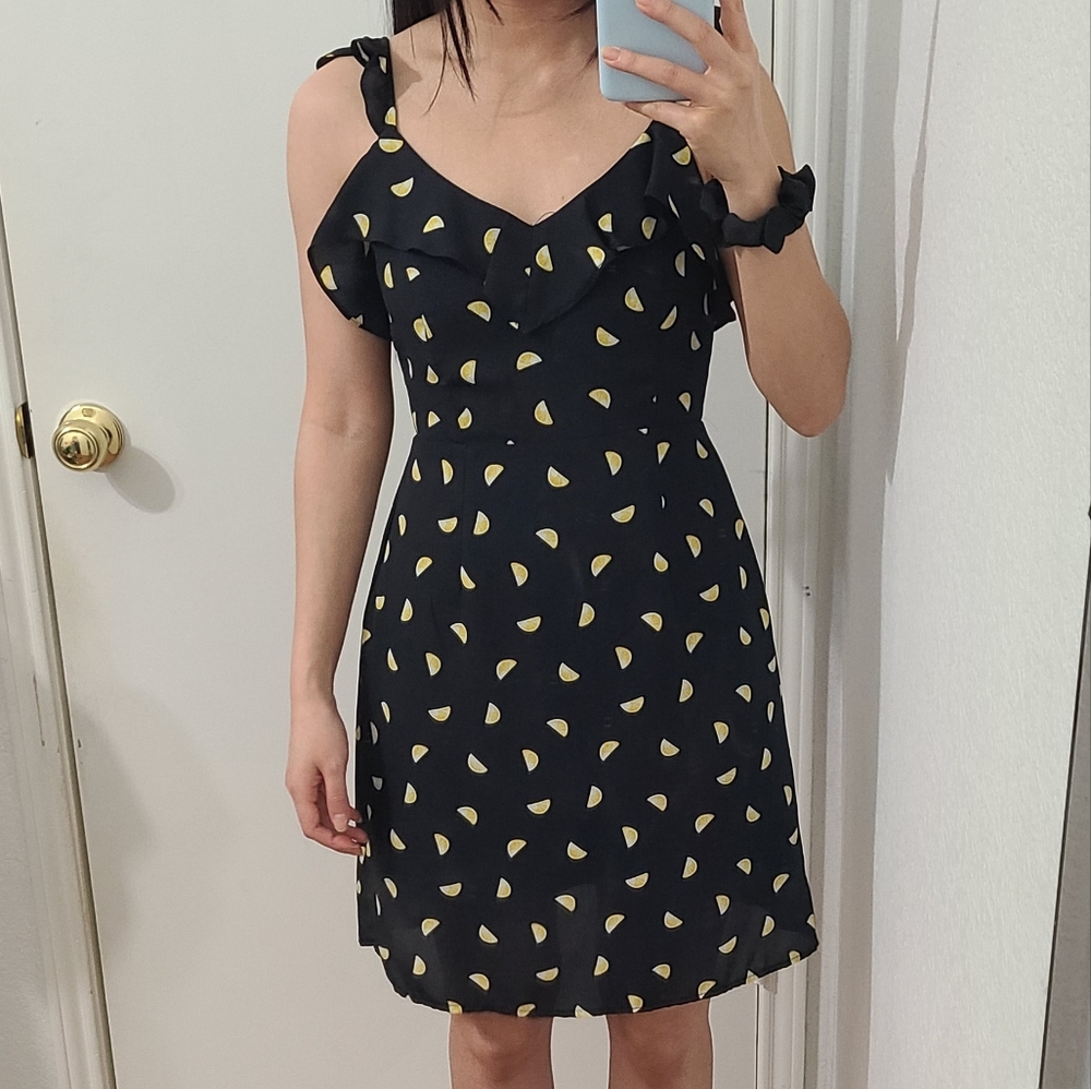Black lemon ruffle dress